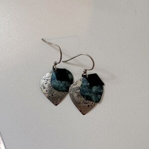 Boho blue dangling earrings